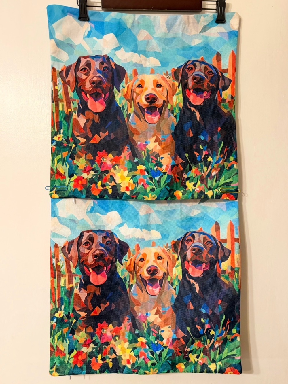 Spring Labrador Retriever Pillow Covers Set of 2 Colorful NWOT